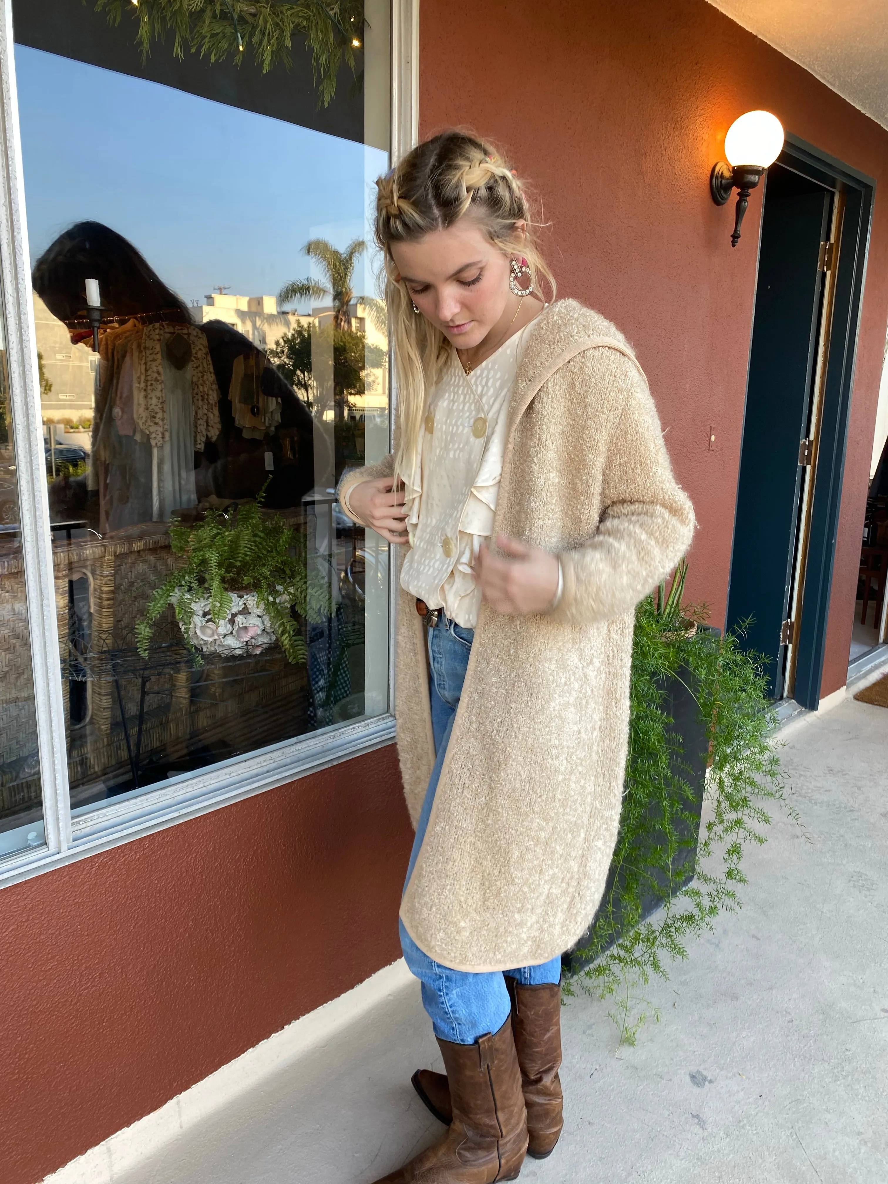 1960's Cozy Hooded Knit Cardigan