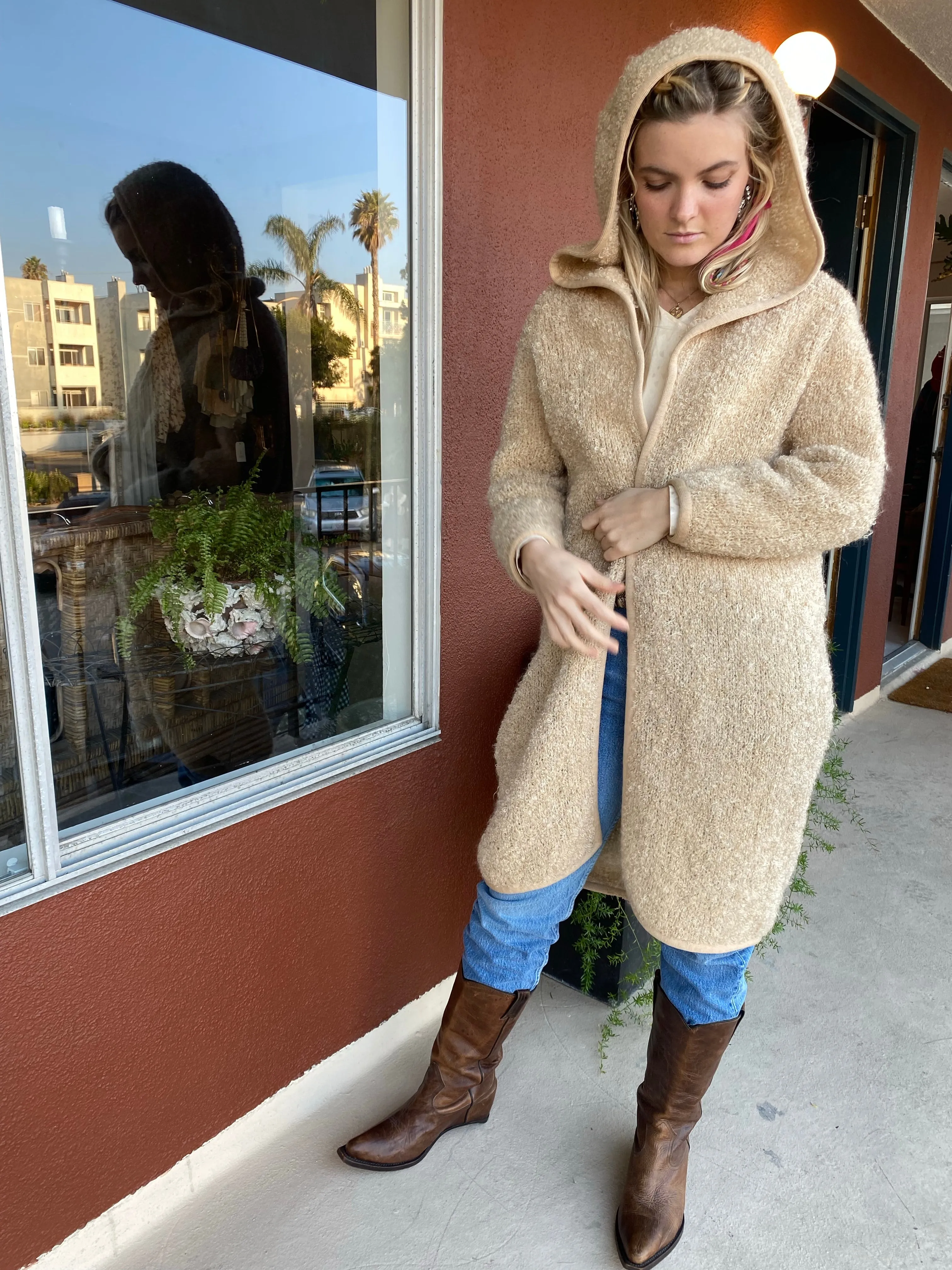 1960's Cozy Hooded Knit Cardigan