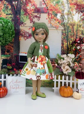 At the Pumpkin Patch - dress and sweater set with shoes for Ruby Red Fashion Friends doll