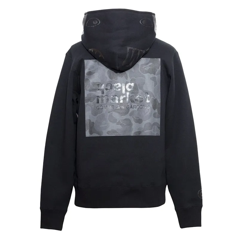 BAPE Comme des Garcons Black Market Shark Pullover Hoodie Black (Preowned Size L)