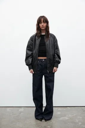 Bayse Selene Oversized Bomber Jacket - Black