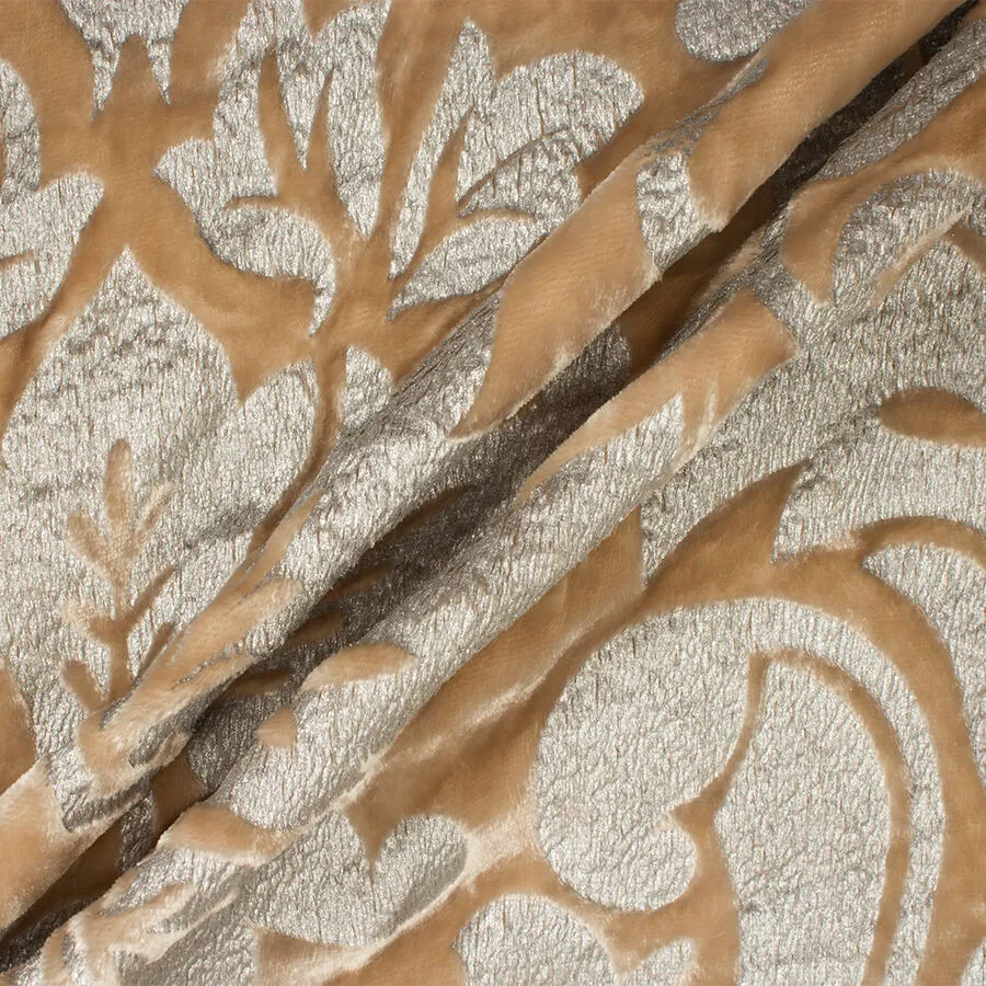 Beige & Silver Laminated Pané Velvet