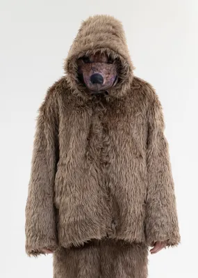 BEIGE ANIMAL TRIM FUR BLOUSON