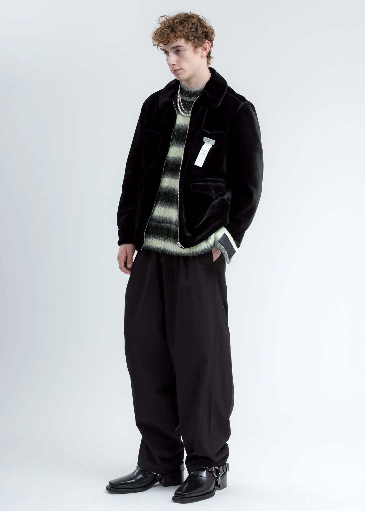 Black Faux Fur Zip Up Jacket