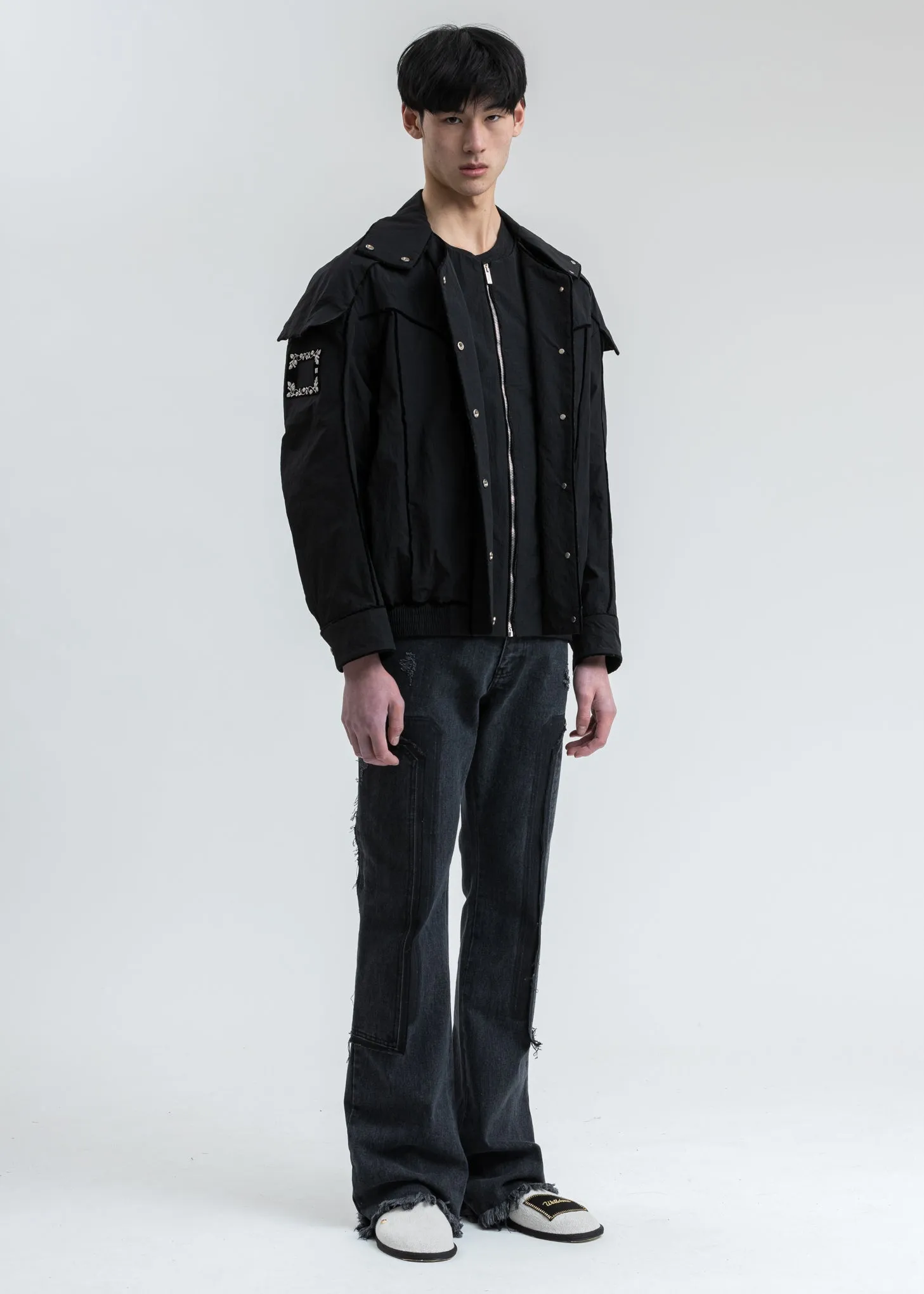 Black Velvet Lining Bomber Jacket