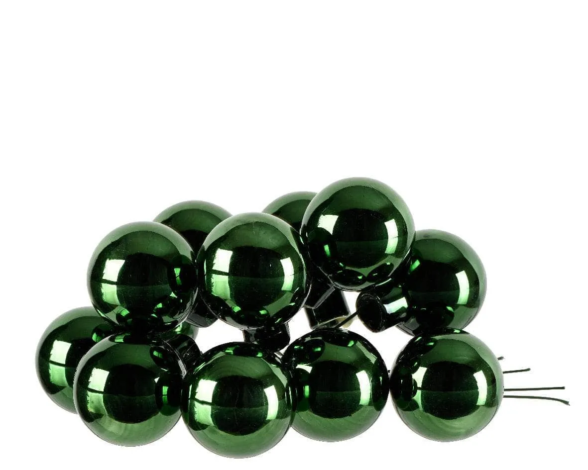 Bunch Of 12 Christmas Baubles - Pine Green