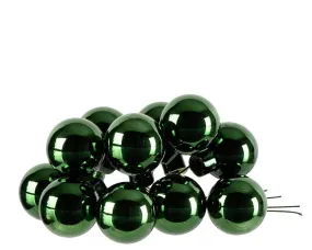 Bunch Of 12 Christmas Baubles - Pine Green