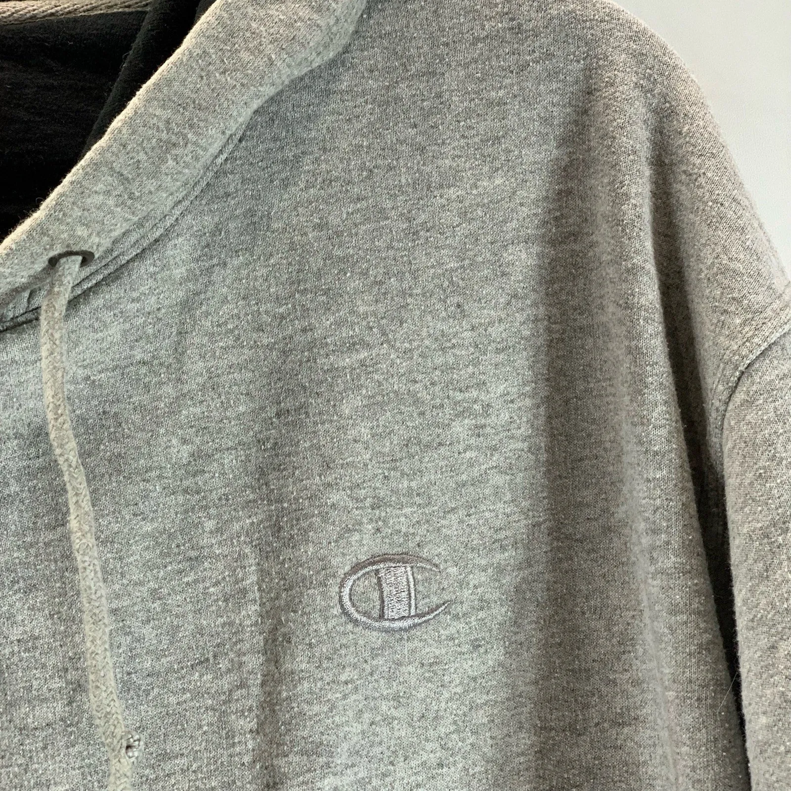 CHAMPION Men's Gray Powerblend C Logo Regular-Fit Pullover Hoodie SZ L