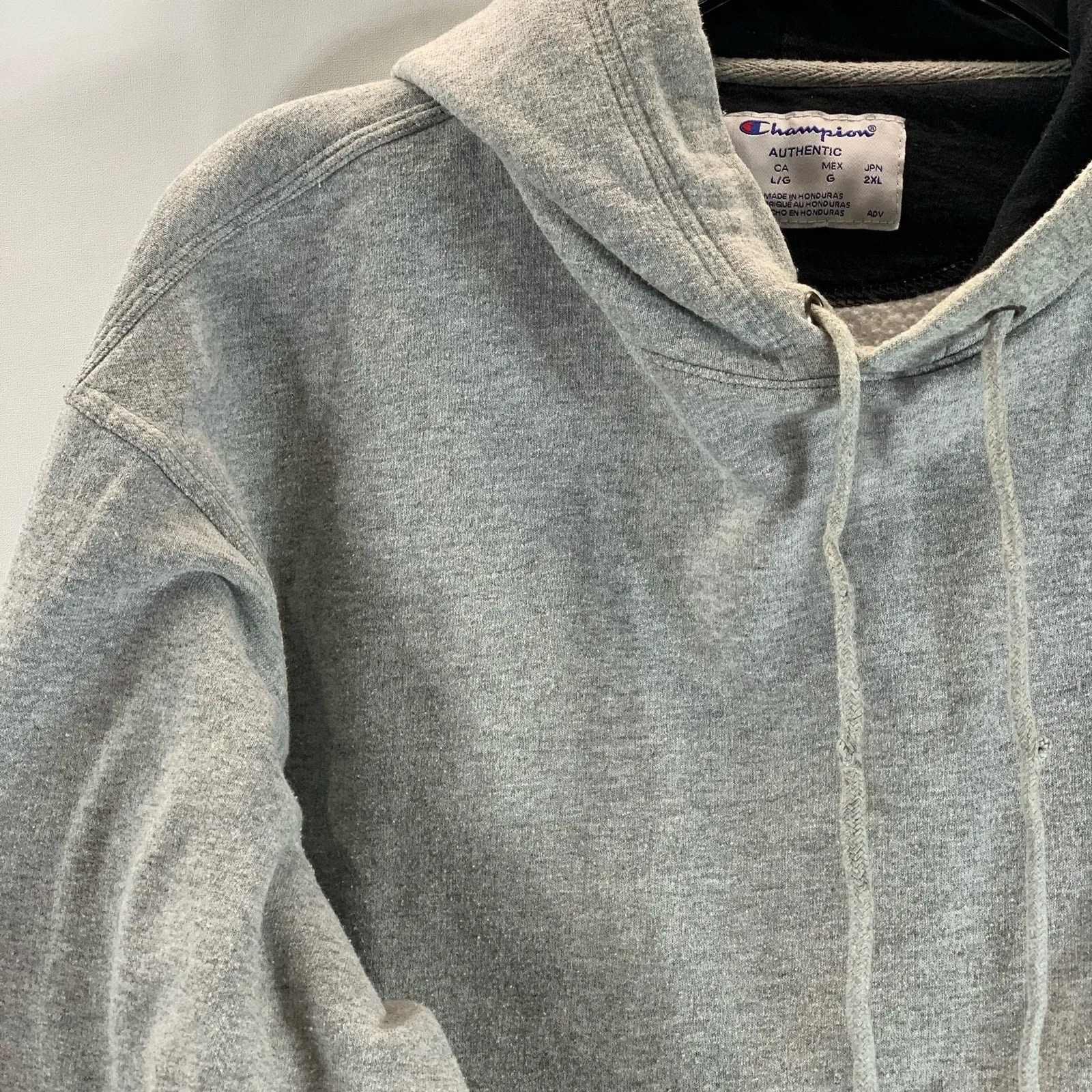 CHAMPION Men's Gray Powerblend C Logo Regular-Fit Pullover Hoodie SZ L