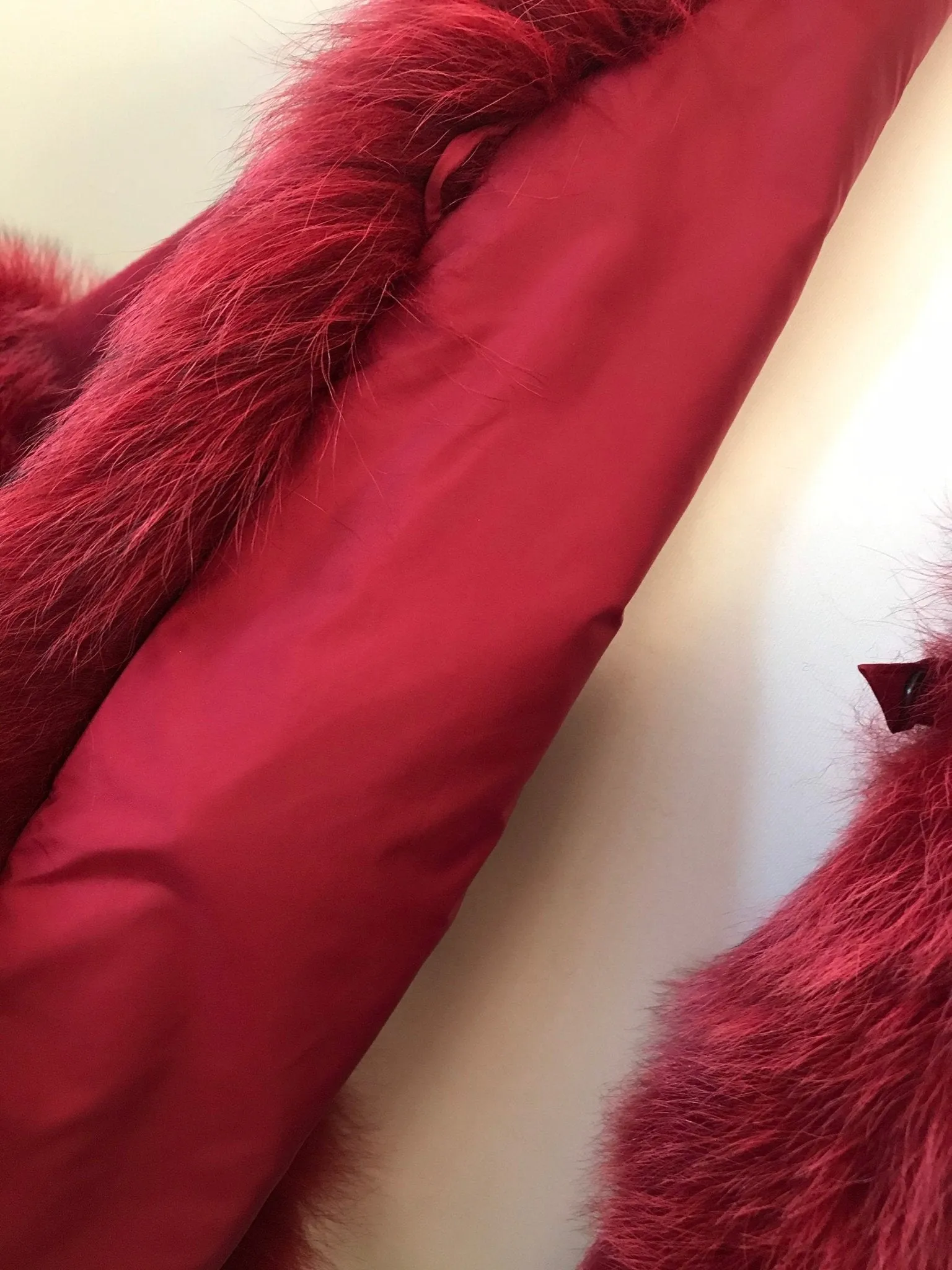 Cherry Short Winter Coat Cape Trim Fox Fur, Women's Poncho Jacket lined, Elegant Women's coat