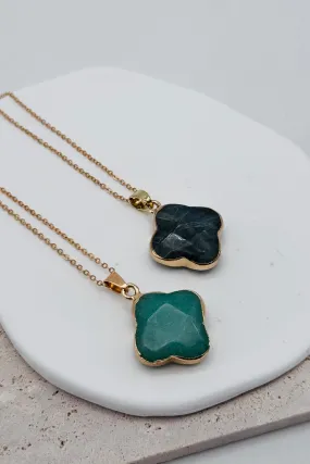 Clover Stone Pendant Necklace