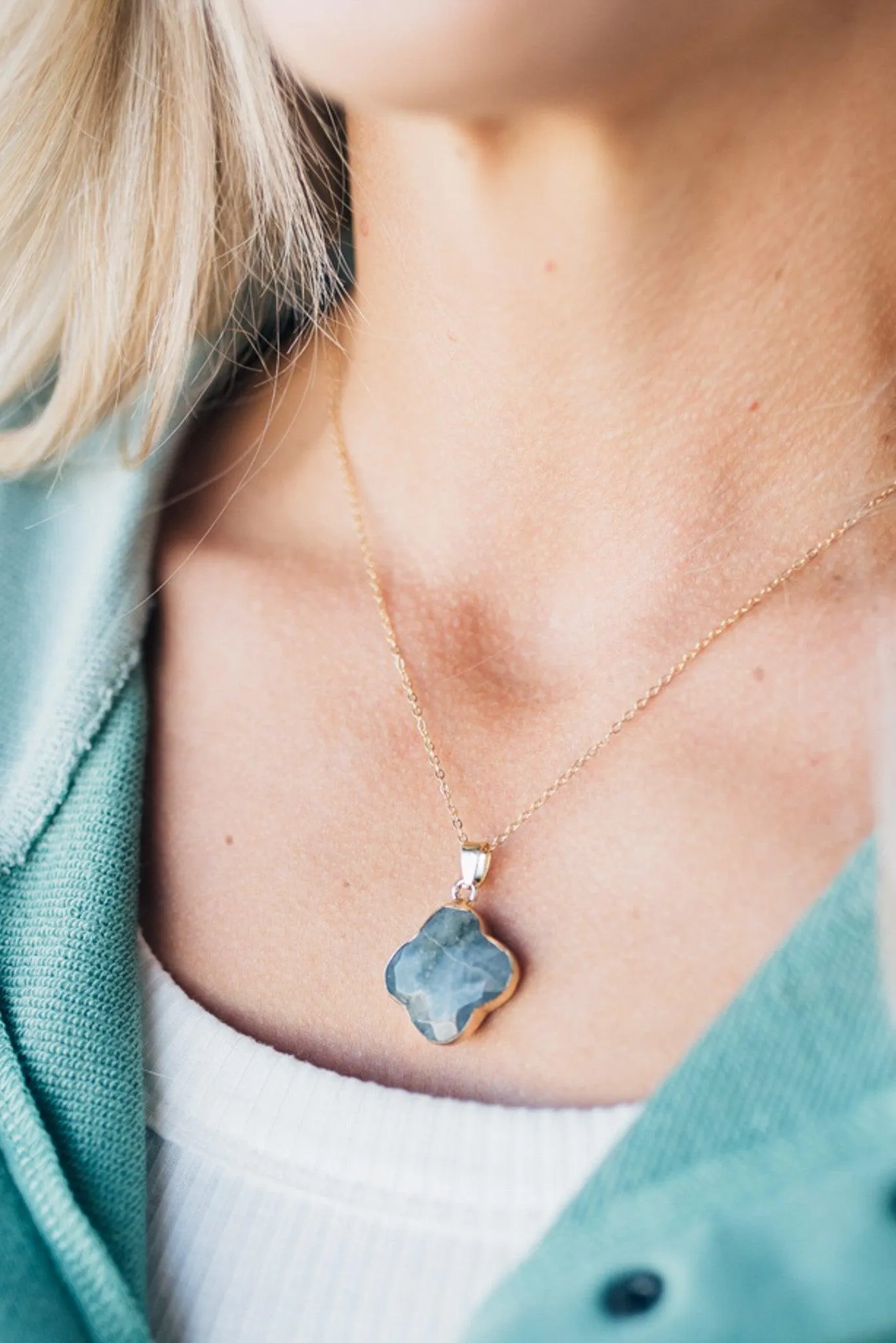 Clover Stone Pendant Necklace