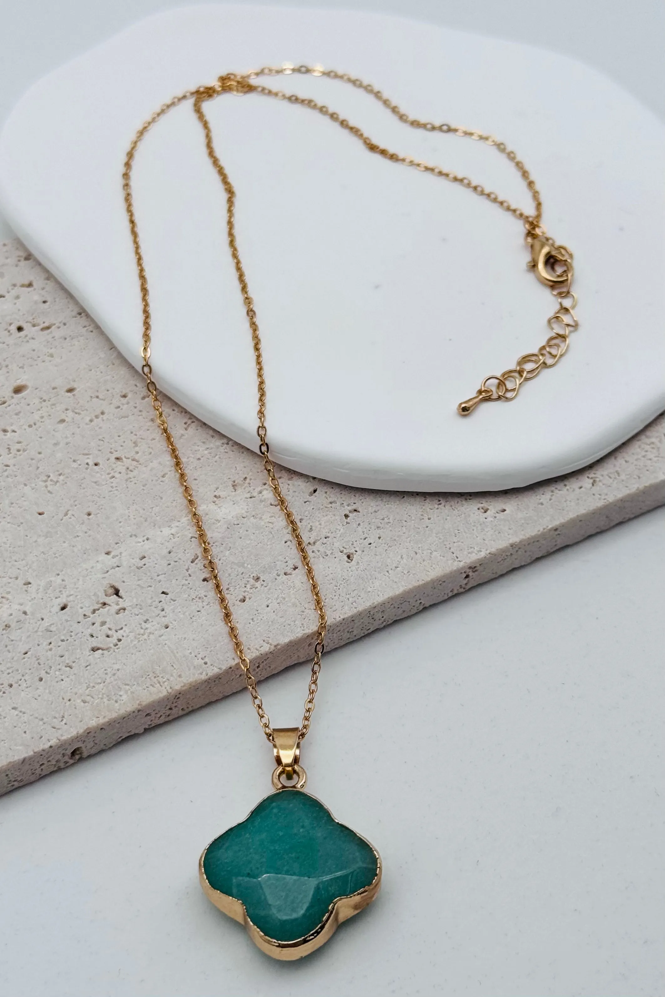 Clover Stone Pendant Necklace