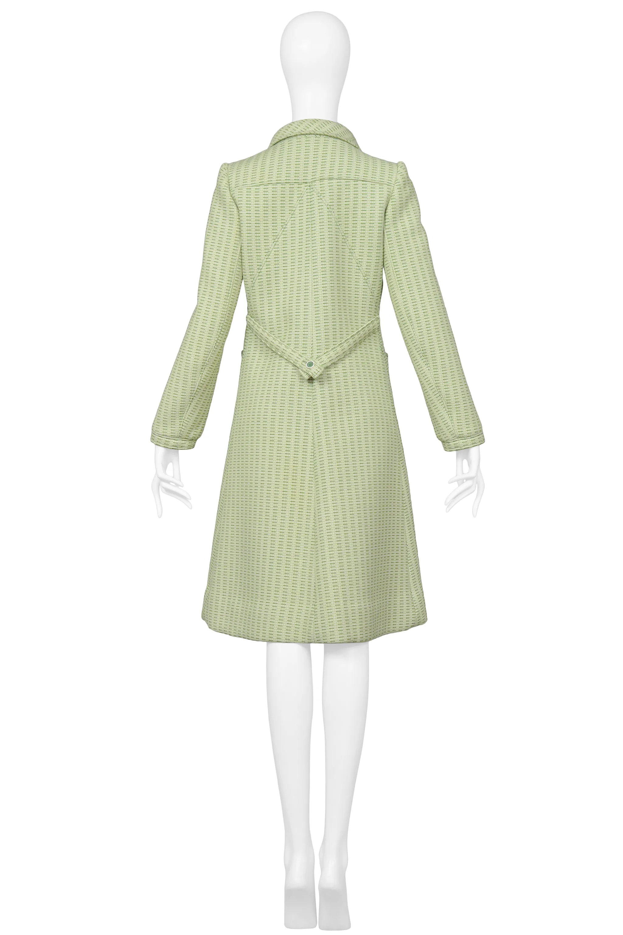 COURREGES MOSS GREEN TWEED LOGO COAT