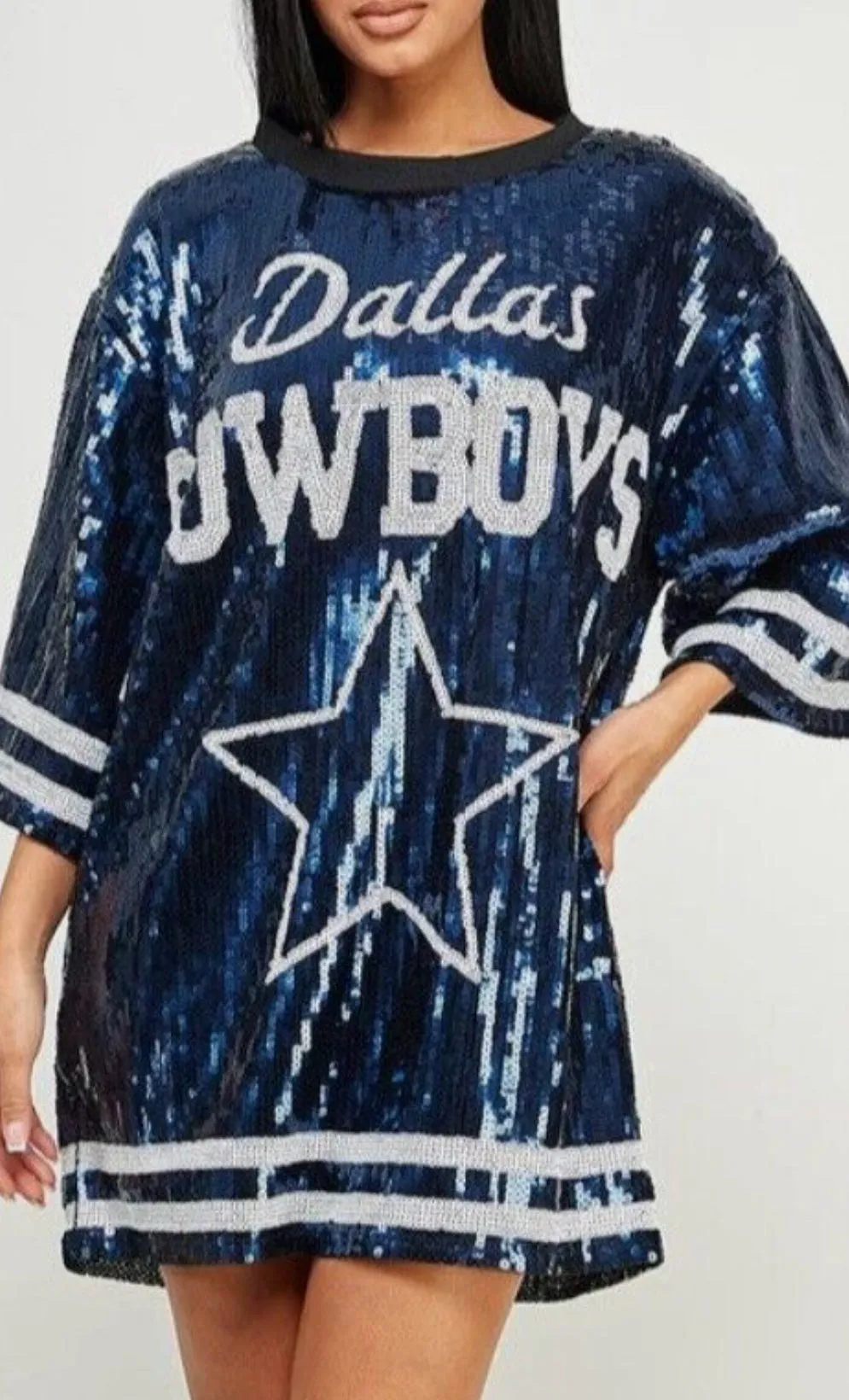 Cowboys sequin sweater dresses