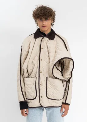Cream And Dark Brown Quilted Penguin Jacket