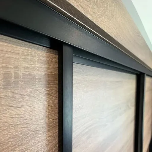 Curve Brushed Black Frame Oak 2 Door Mirror Sliding Wardrobe Kit