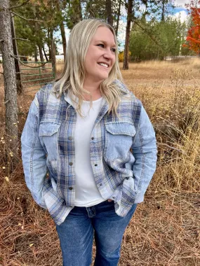 Curvy Plaid/Denim Shacket FINAL SALE!