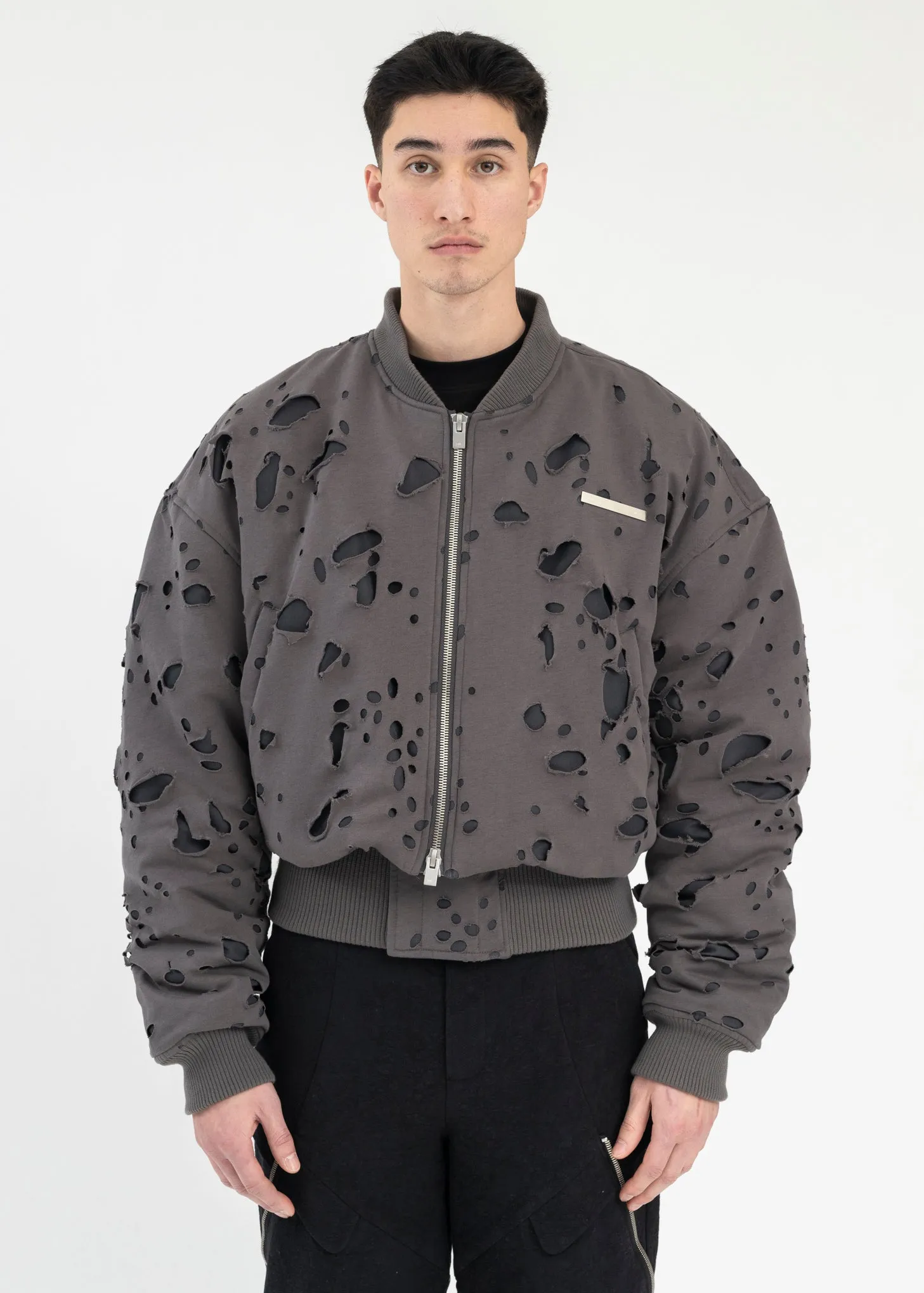 DARK GREY PNEUMATIC BOMBER JACKET