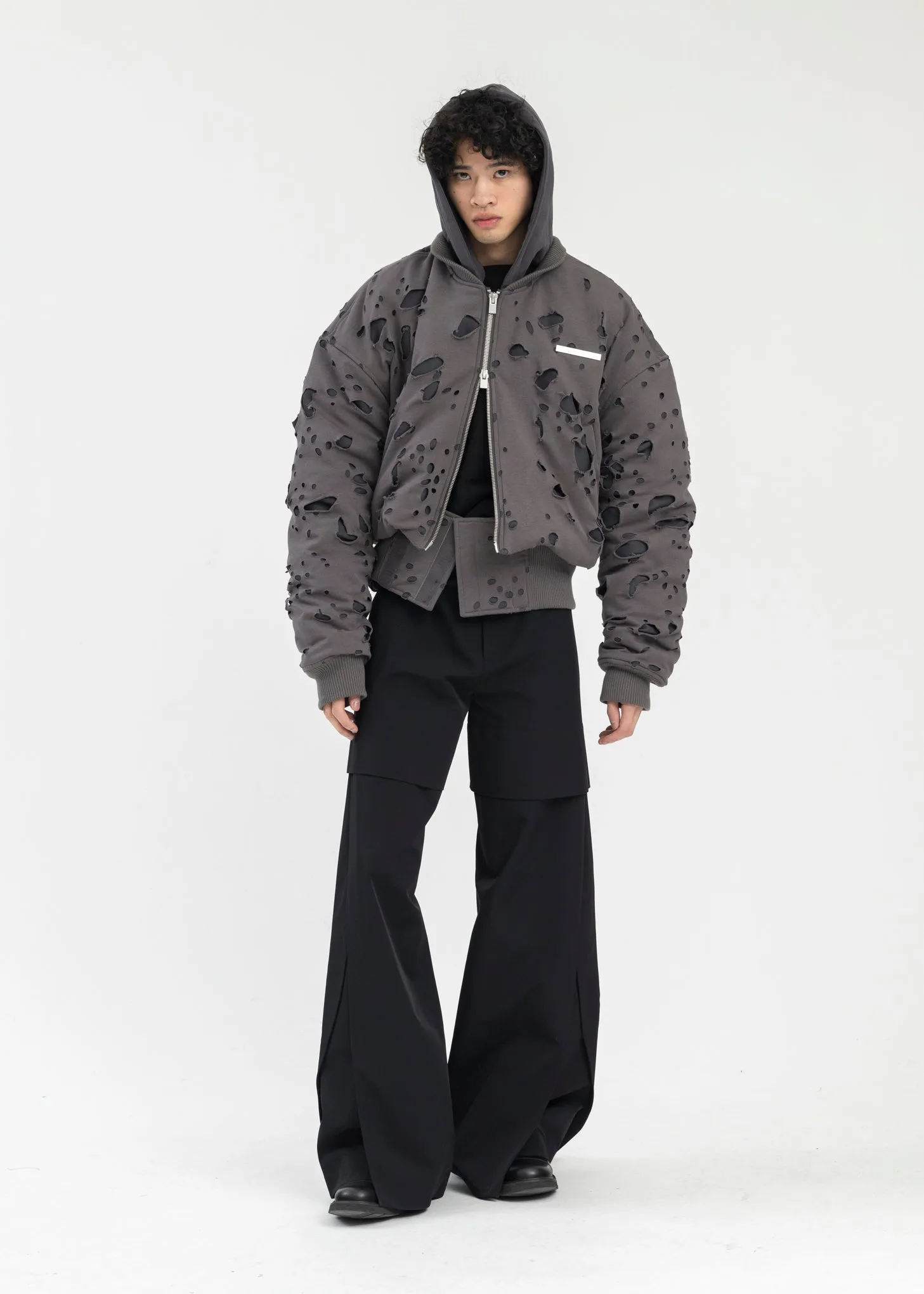 DARK GREY PNEUMATIC BOMBER JACKET
