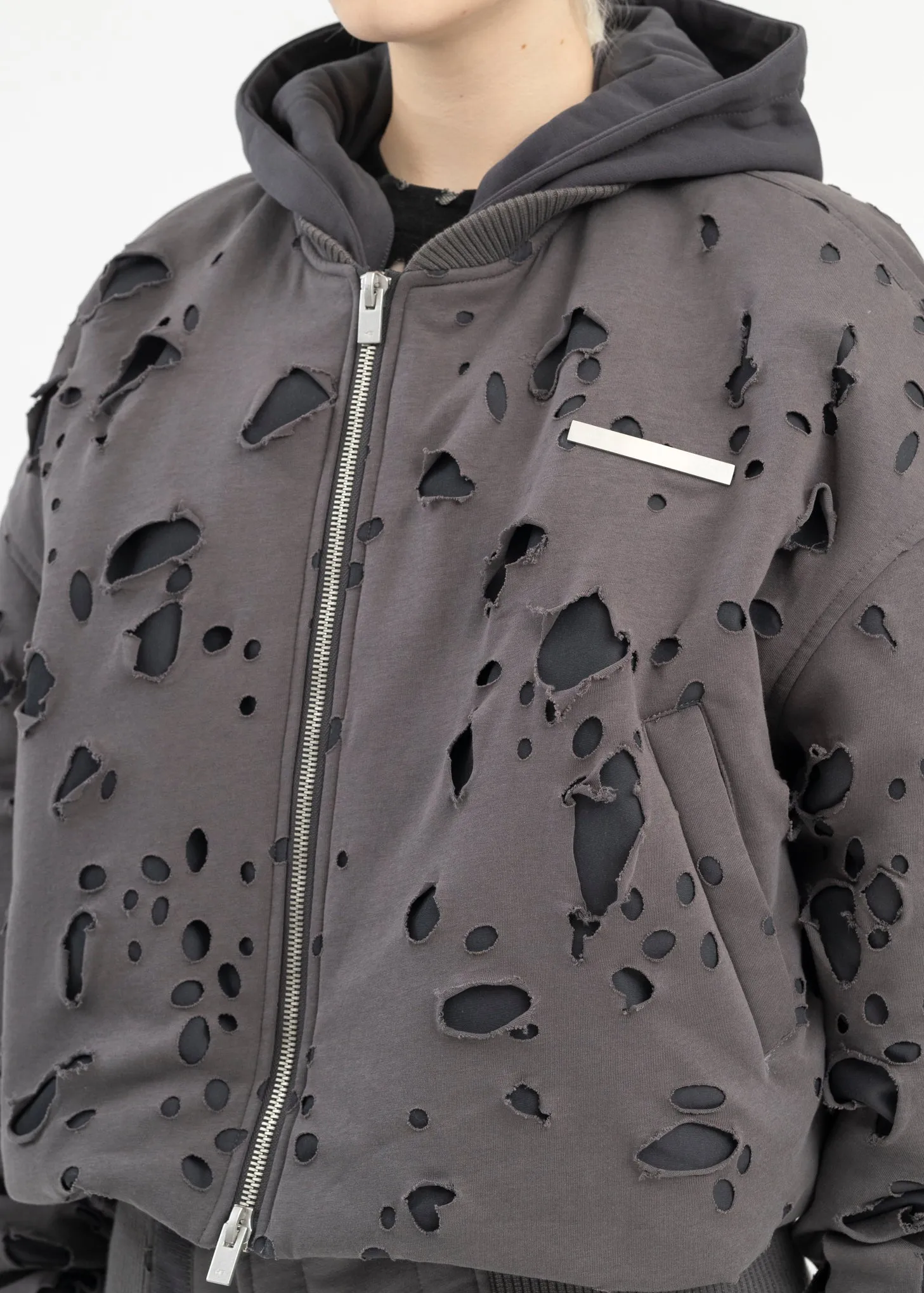DARK GREY PNEUMATIC BOMBER JACKET