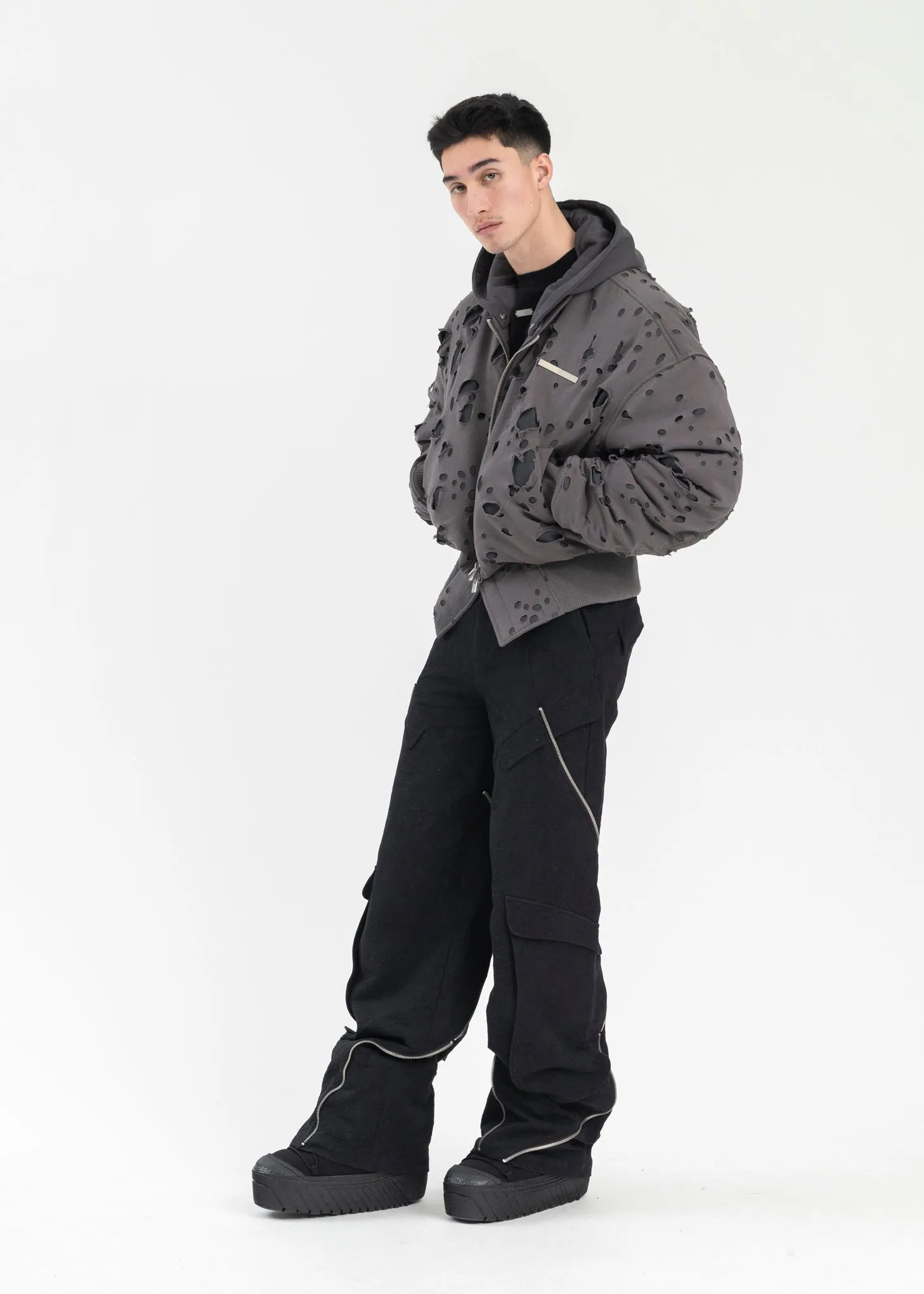 DARK GREY PNEUMATIC BOMBER JACKET