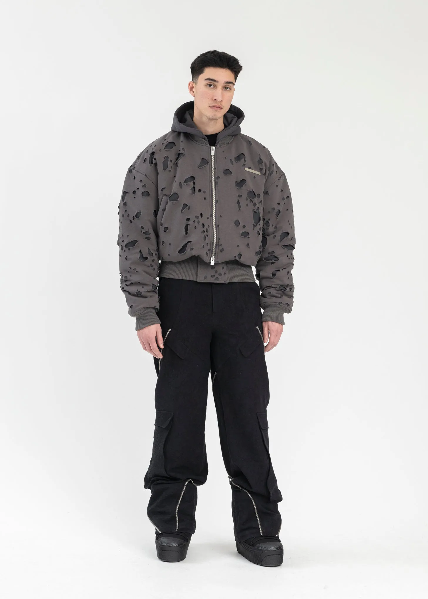 DARK GREY PNEUMATIC BOMBER JACKET