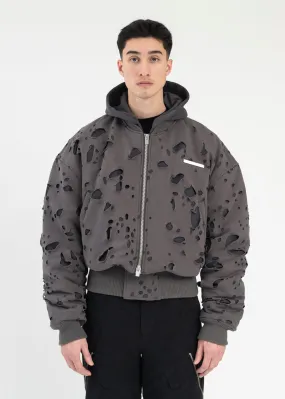 DARK GREY PNEUMATIC BOMBER JACKET