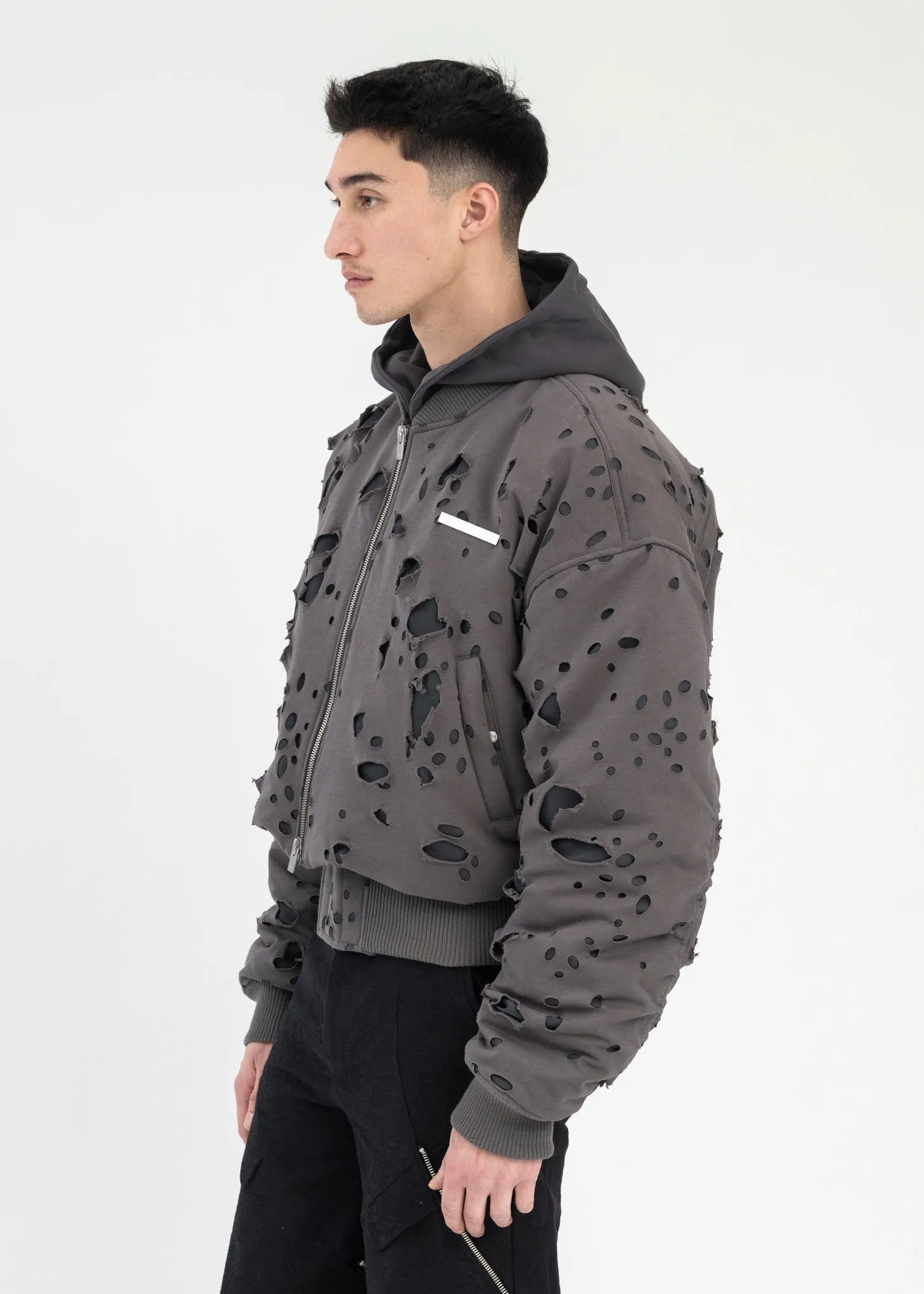 DARK GREY PNEUMATIC BOMBER JACKET