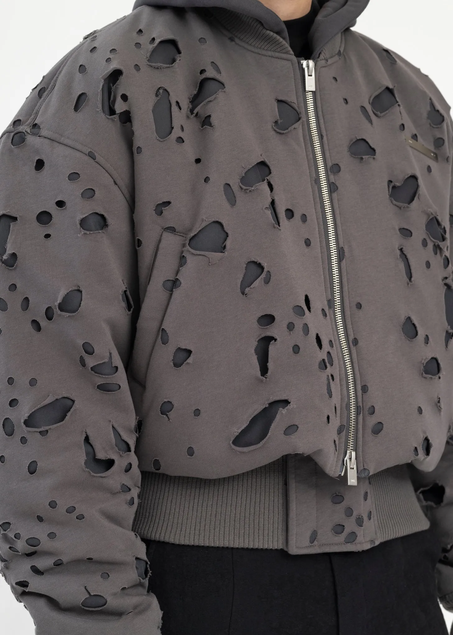 DARK GREY PNEUMATIC BOMBER JACKET