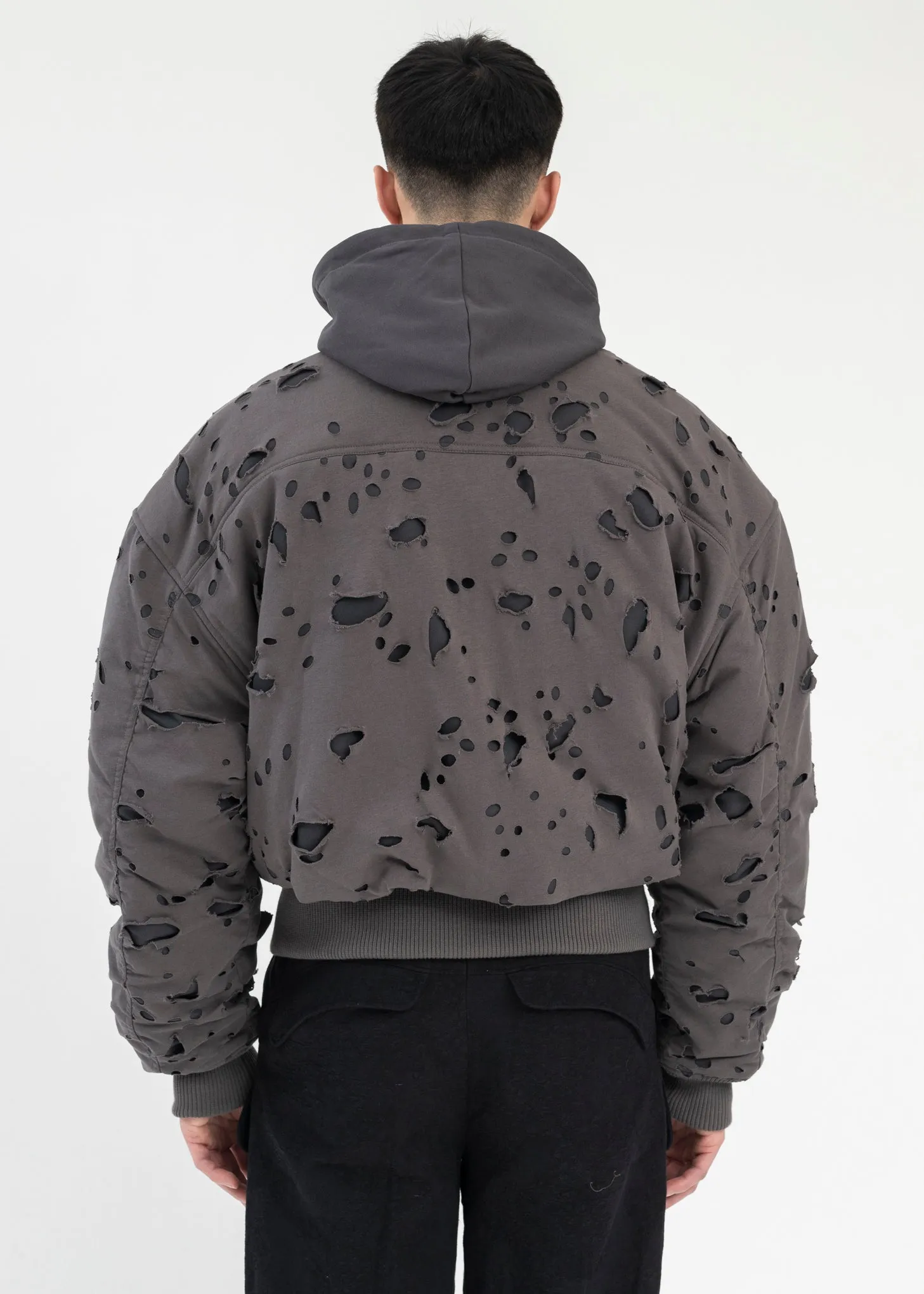 DARK GREY PNEUMATIC BOMBER JACKET