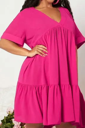 DEEP V-NECK RUFFLED LONG SLIM FIT DRESS_CWDSD3338