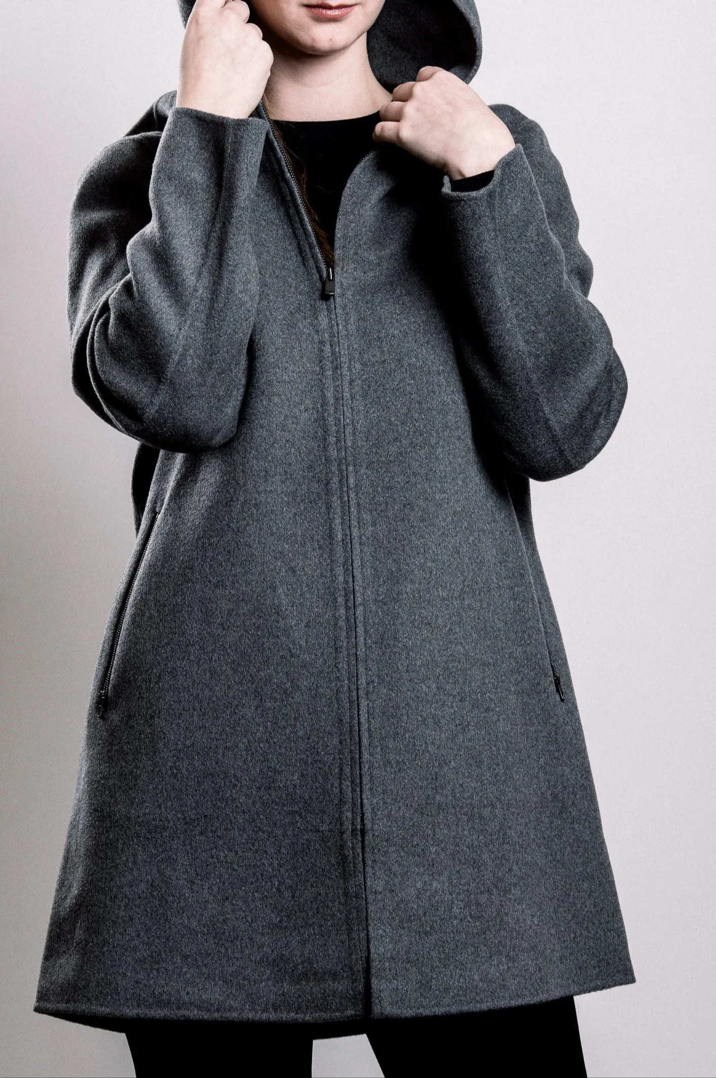 Demi-Couture Hooded Coat - Grey