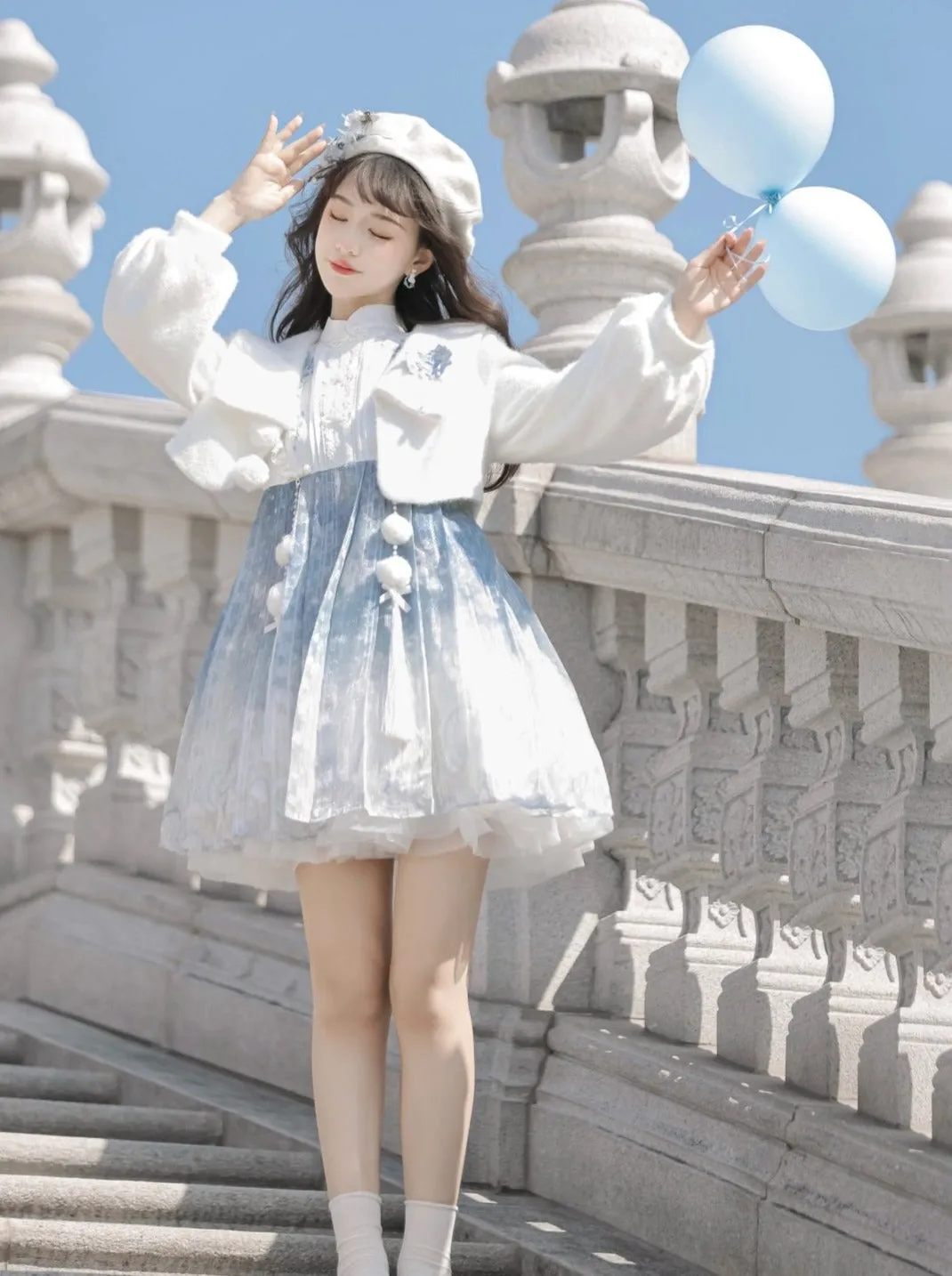 Dress Short Blue Chinese Fur Coat Ice
