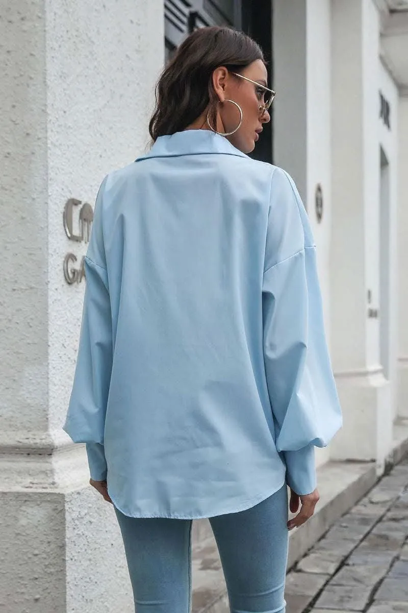 Drop Shoulder Lantern Long Sleeved Shirt