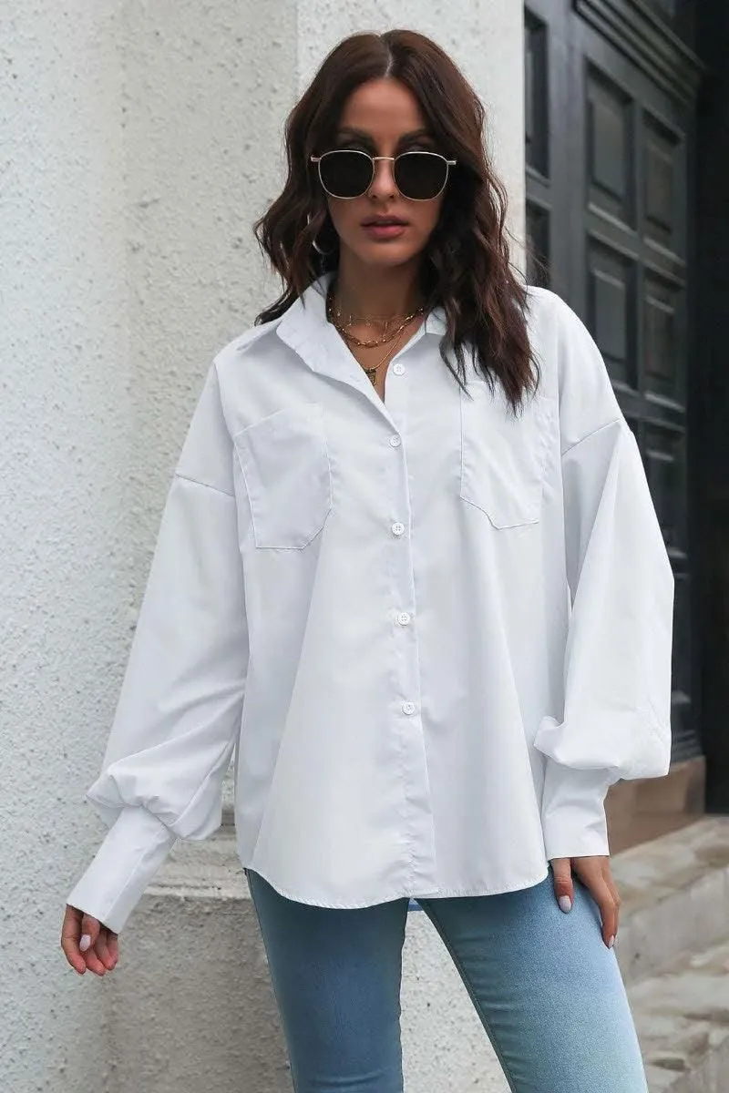 Drop Shoulder Lantern Long Sleeved Shirt