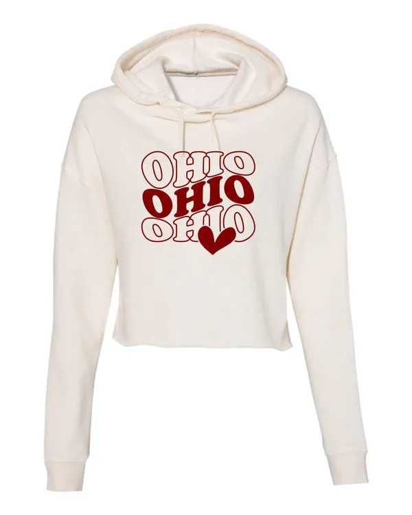 Essentials Groovy Ohio With Heart Cropped Hoodie
