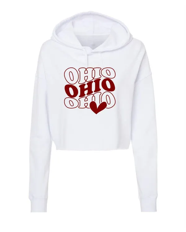 Essentials Groovy Ohio With Heart Cropped Hoodie