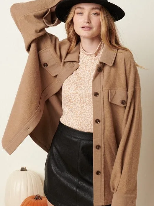 Faded Camel Shacket