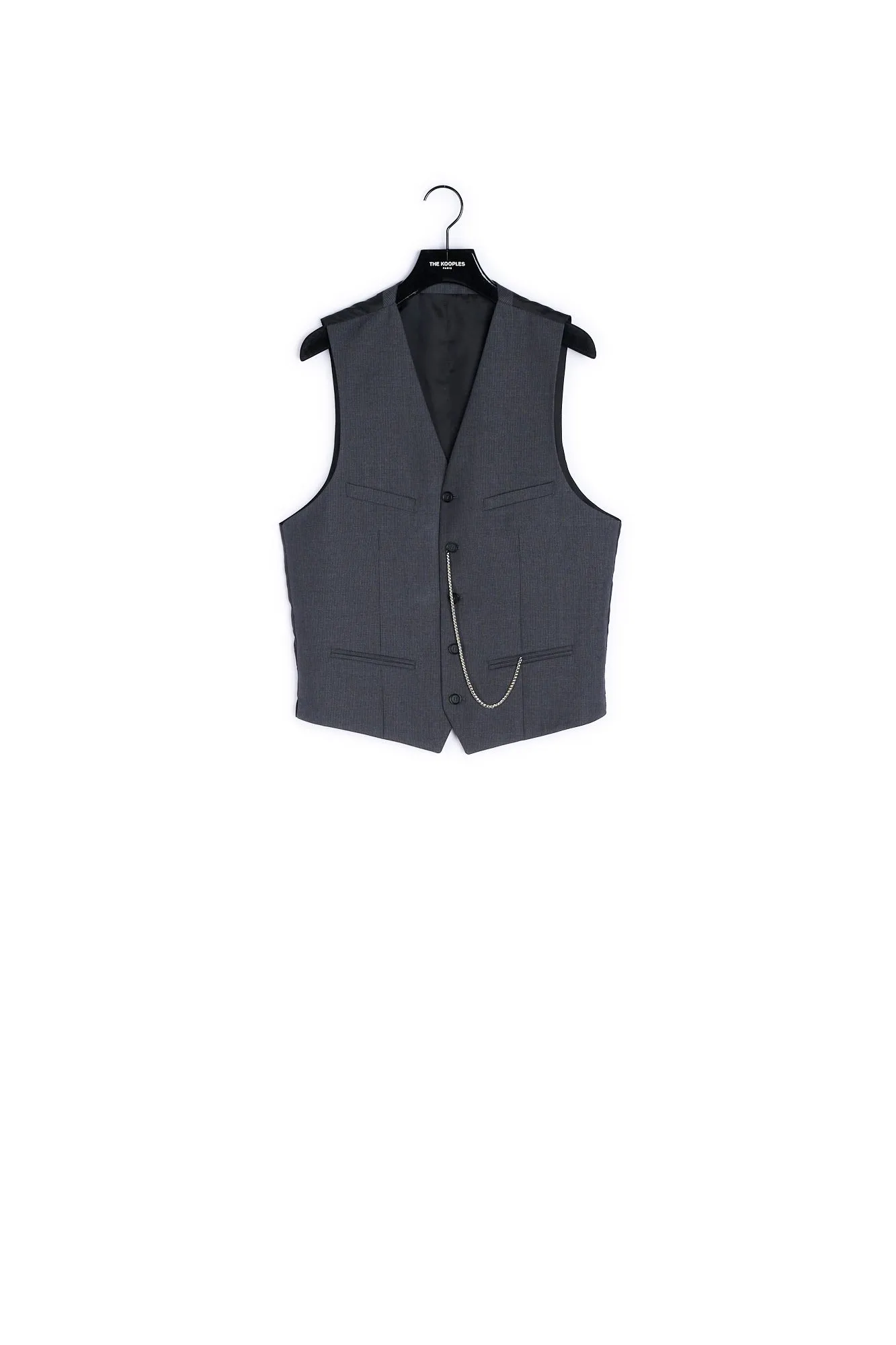 Gilet de costume en laine "Super 130's" à micro-rayures
