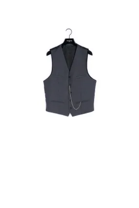 Gilet de costume en laine "Super 130's" à micro-rayures
