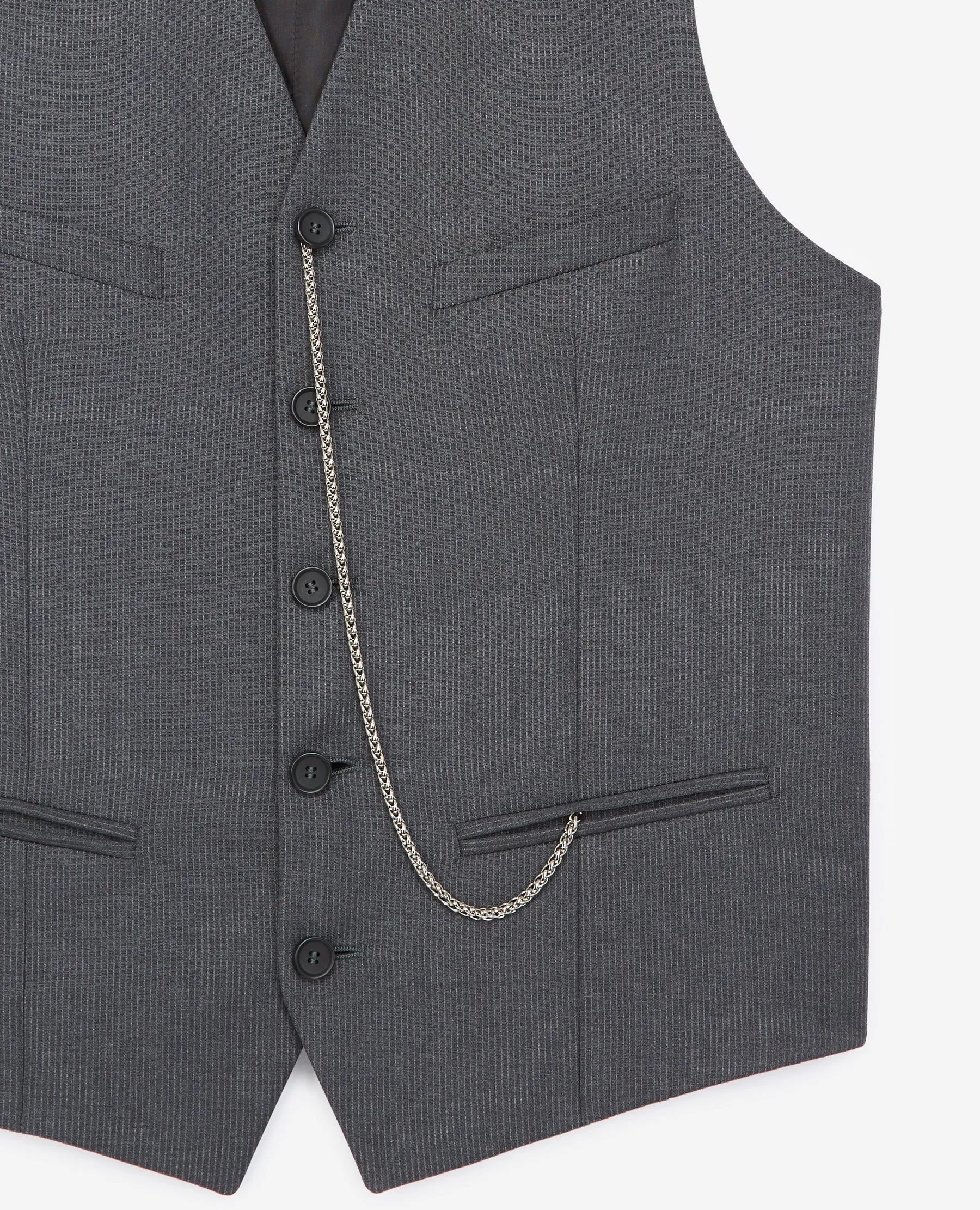 Gilet de costume en laine "Super 130's" à micro-rayures