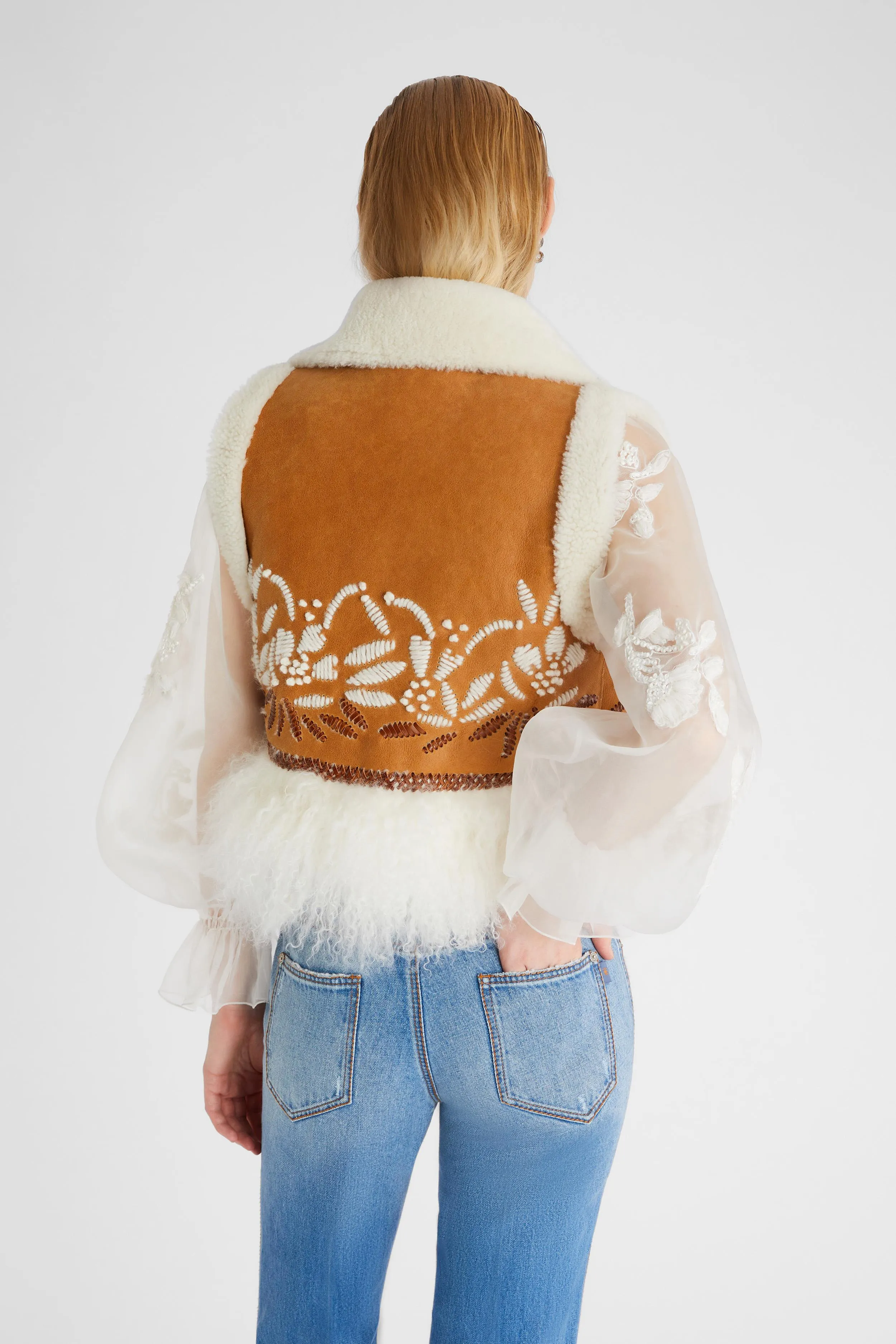 Gilet in shearling beige