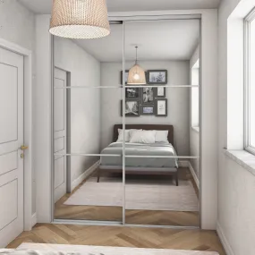 Heritage Silver Frame 2 Mirror Door Sliding Wardrobe Kit