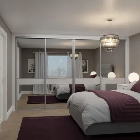 Heritage Silver Frame Mirror & White Glass 4 Door Sliding Wardrobe Kit