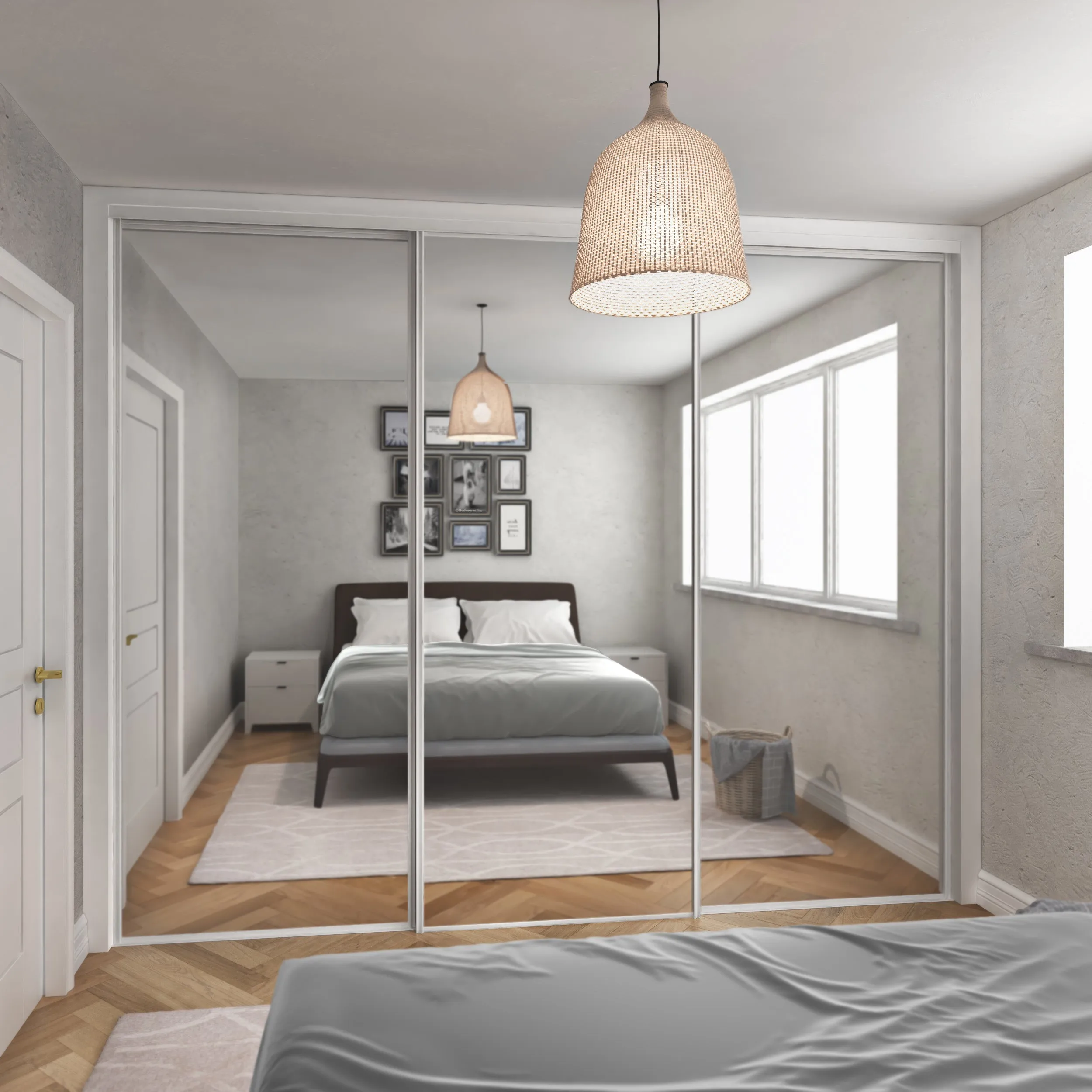 Heritage White Frame 3 Door Mirror Sliding Wardrobe Kit