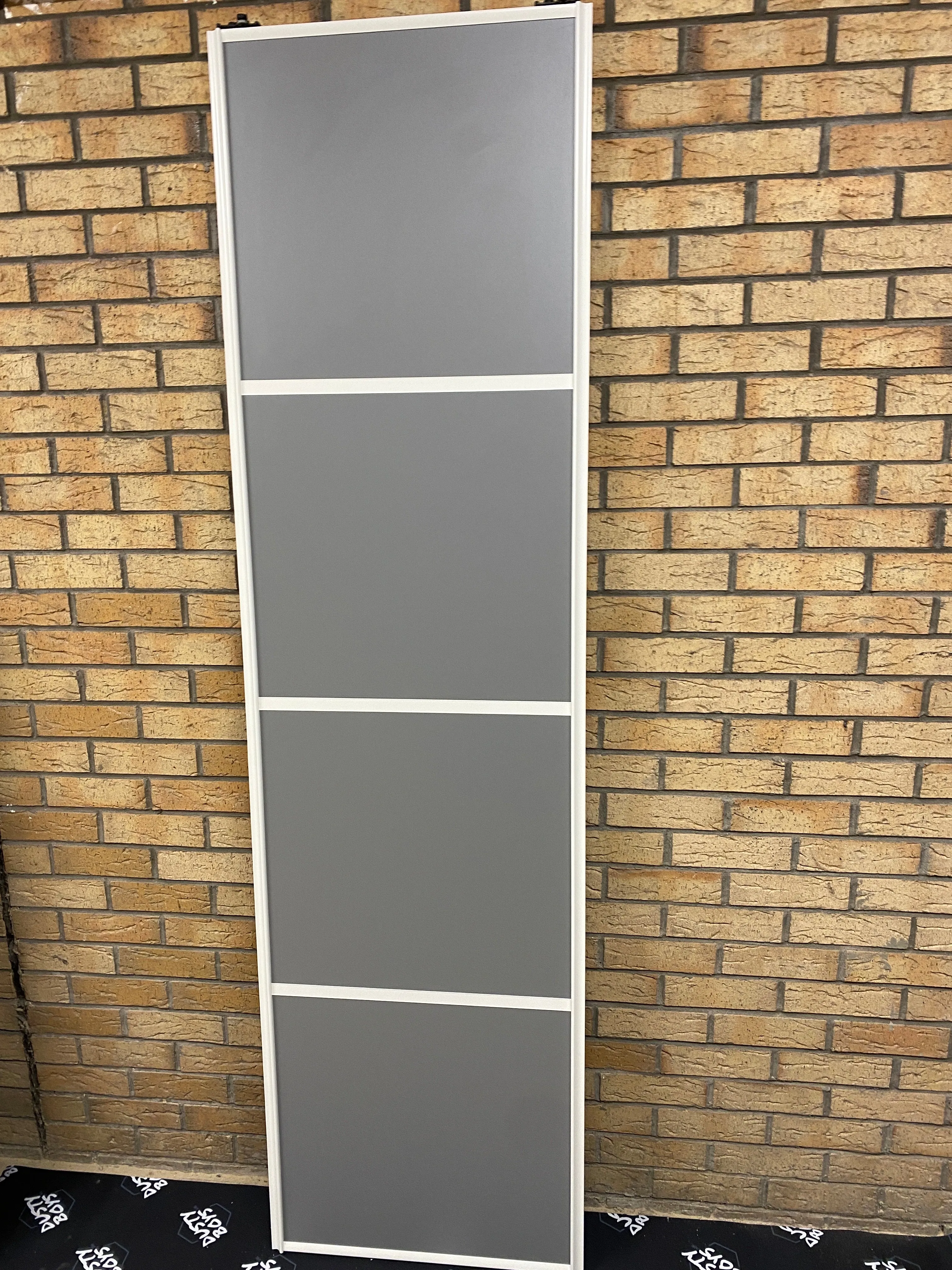 Heritage White Frame Dust Grey Wood 2 Door Mirror Sliding Wardrobe Kit