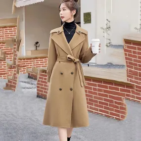 High-end Women's Double-sided Wool Coat Autumn Winter New Casual Trench Coats Female Long Woolen Coats Fashion Parker Overcoat