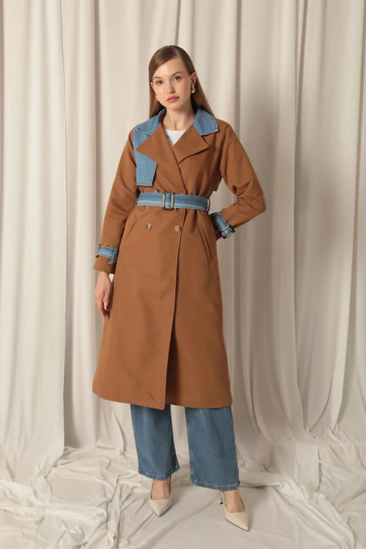 KKT Torino Fabric Women's Tan Trench Coat - Bragança