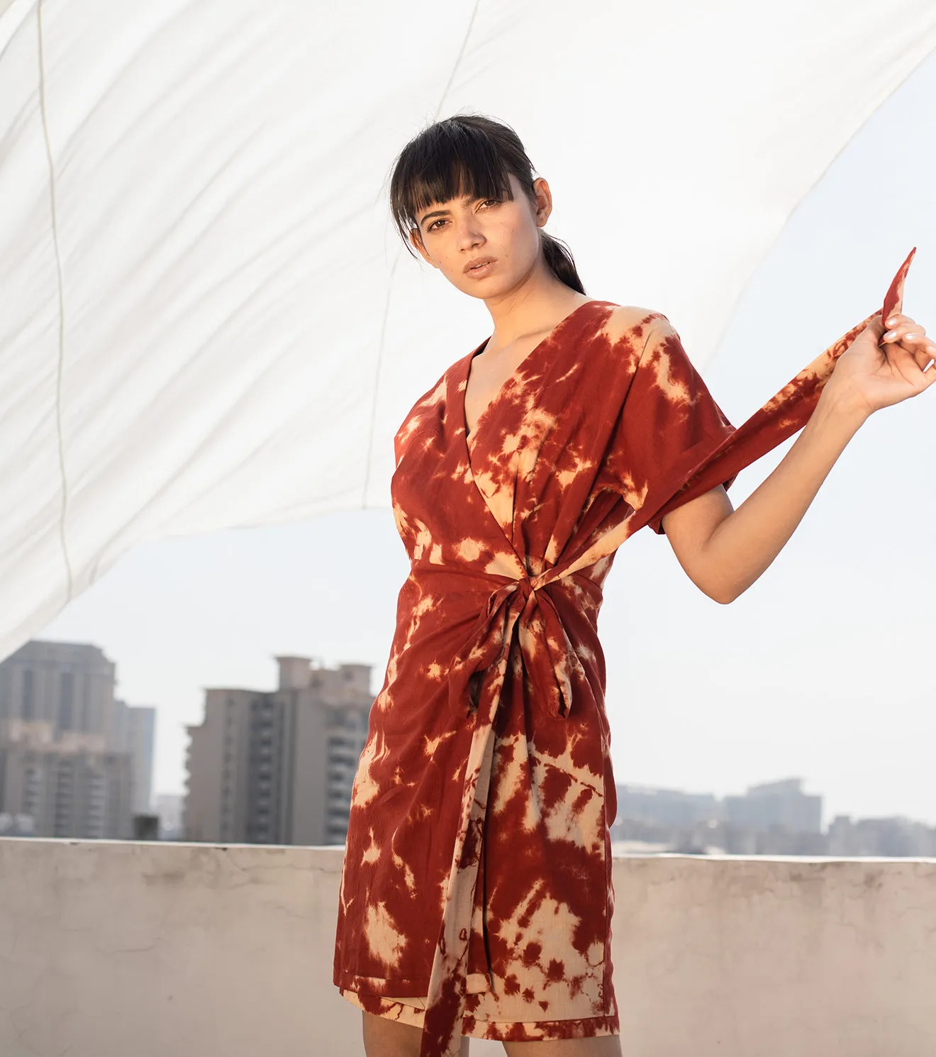 Light and Shadow Wrap Dress